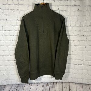 Stetson Country Western Quarter Zip Green Sweater Elbow Pads size L Large